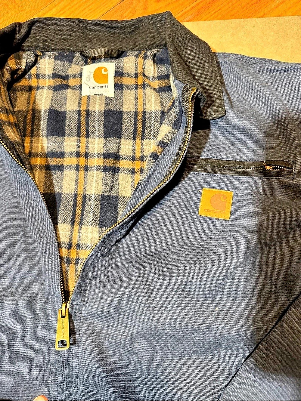 Carhartt Detroit Jacket Plaid-Lined Blue - Picture 3 of 7